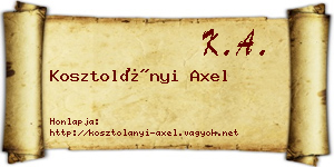 Kosztolányi Axel névjegykártya