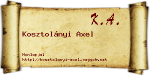Kosztolányi Axel névjegykártya